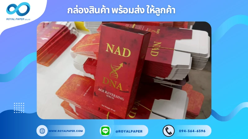 อัปเดตงานพร้อมส่งวันที่ 04 พ.ย. 68 กล่องเซรั่ม - NAD DNA AGE REVERSING SERUM ขอขอบคุณที่เลือกผลิตกับเราที่โรงพิมพ์ รอยัลเปเปอร์