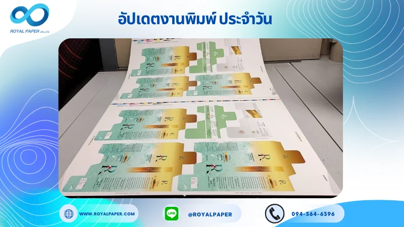 อัปเดตงานพิมพ์เลย์เดี่ยว วันที่ 16 ธ.ค 67 กล่องเซรั่ม กล่องครีม ใช้กระดาษอาร์ตการ์ด 350 แกรม ขนาด 25 x 18 นิ้ว เคลือบเงา พิมพ์ด้วย ระบบ OFFSET 4