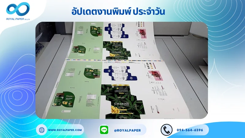 อัปเดตงานพิมพ์เลย์ร่วม วันที่ 31 ก.ค 68 กล่องผลิตภัณฑ์เสริมอาหาร กล่องครีม ใช้กระดาษอาร์ตการ์ด 350 แกรม เคลือบเงา ขนาด 25 X 18 นิ้ว พิมพ์ด้วยระบบ OFFSET 4 สี