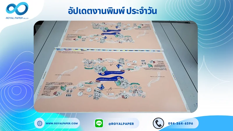 อัปเดตงานพิมพ์เลย์เดี่ยว วันที่ 15 ก.ย. 68 กล่องใส่กรวยยืนปัสสวะ ใช้กระดาษอาร์ตการ์ด 350 แกรม เคลือบด้าน เคเงินเงา ปั๊มนูน ขนาด 25 X 18 นิ้ว พิมพ์ด้วยระบบ OFFSET 4 สี