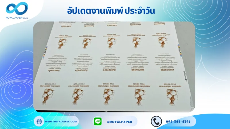 อัปเดตงานพิมพ์เลย์เดี่ยว วันที่ 23 ก.ย. 68 ฉลากสินค้า ใช้กระดาษอาร์ตการ์ด 260 แกรม เคลือบด้าน สปอตยูวี ขนาด 15.5 X 14.33 นิ้ว พิมพ์ด้วยระบบ OFFSET 4 สี